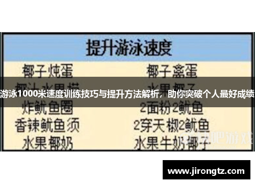 游泳1000米速度训练技巧与提升方法解析，助你突破个人最好成绩